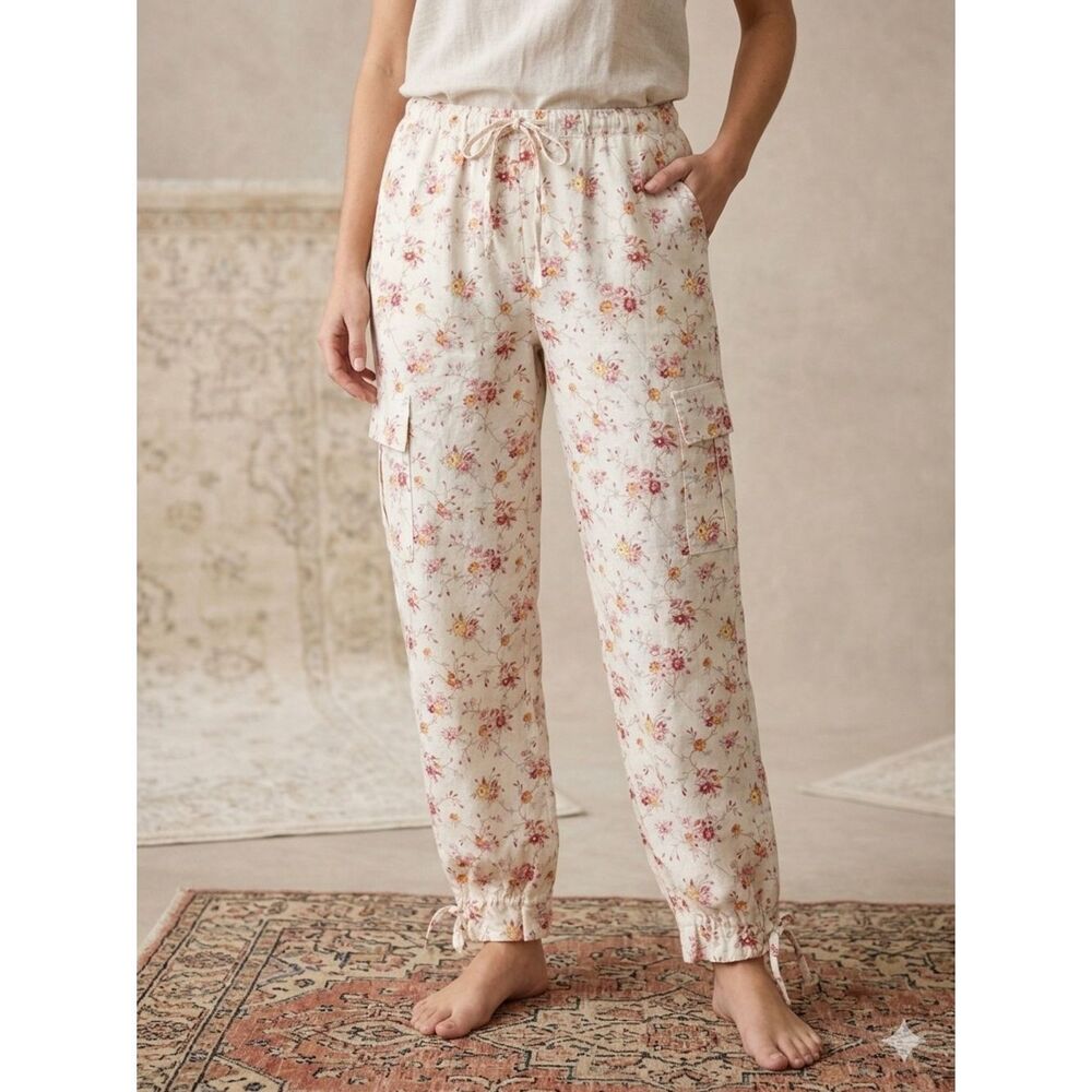 Moda International Floral Y2K Cargo Linen pants